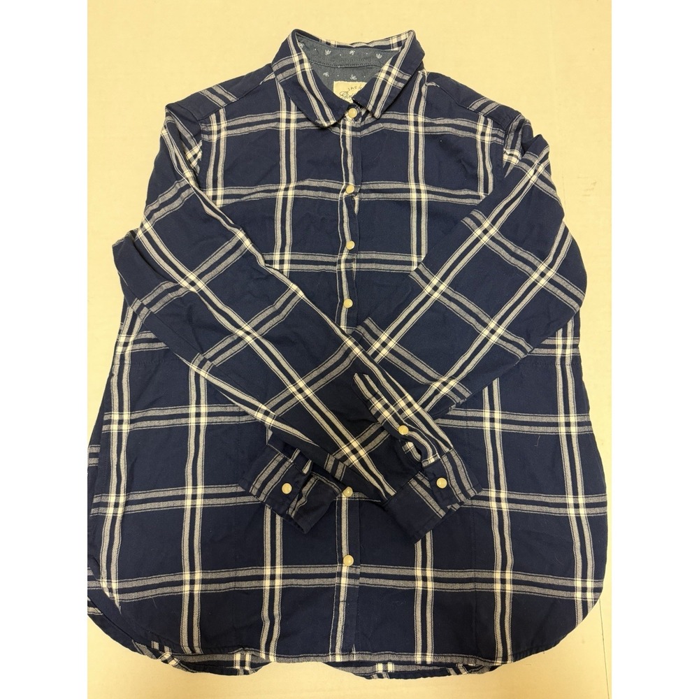 Jachs girlfriend blue white flannel ls‎ snap close shirt, women's medium